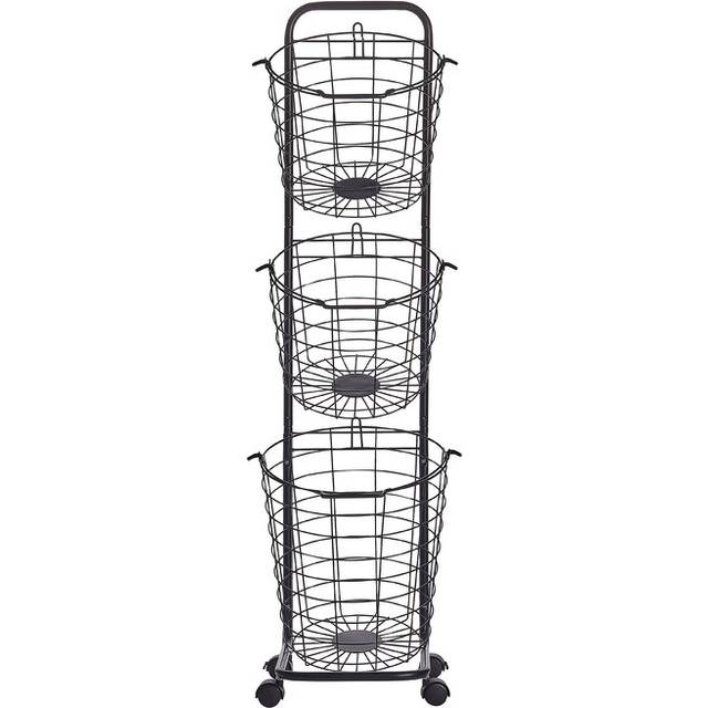 3 Tier Metal 4 Piece Basket Set - Black