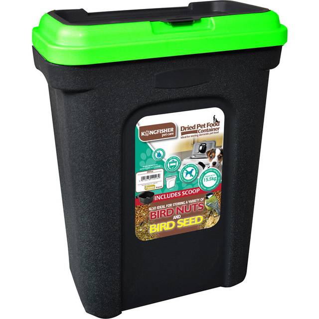 Kingfisher wild bird pet food storage container lock lid & scoop 30l happy beaks