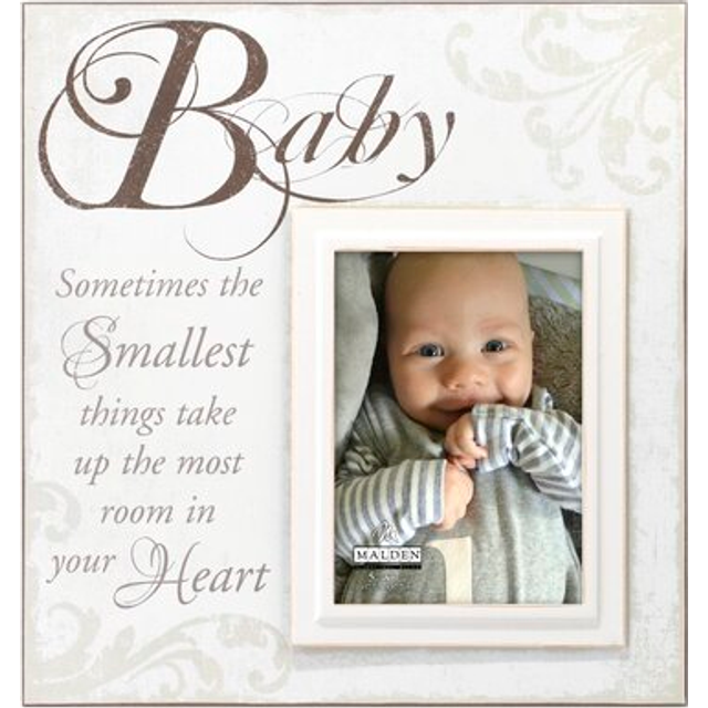 Malden International Designs Crme Silkscreened Wood Baby Picture Frame  5x7  Off White