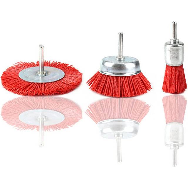 3 Piece Nylon Filament Abrasive Wire Brush Wheel & Cup Set with 1/4 Inch Shank for Removal of Rust/Corrosion/Paint