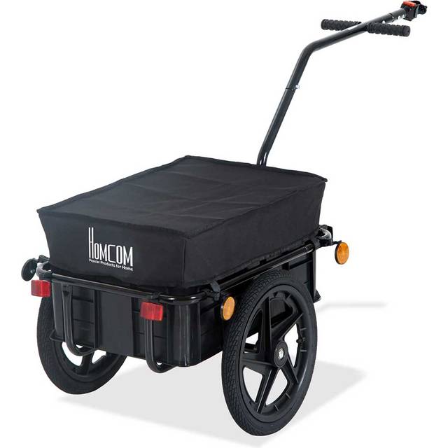 HOMCOM Bicycle Trailer Cargo Jogger Luggage Storage Stroller with Towing Bar - Black