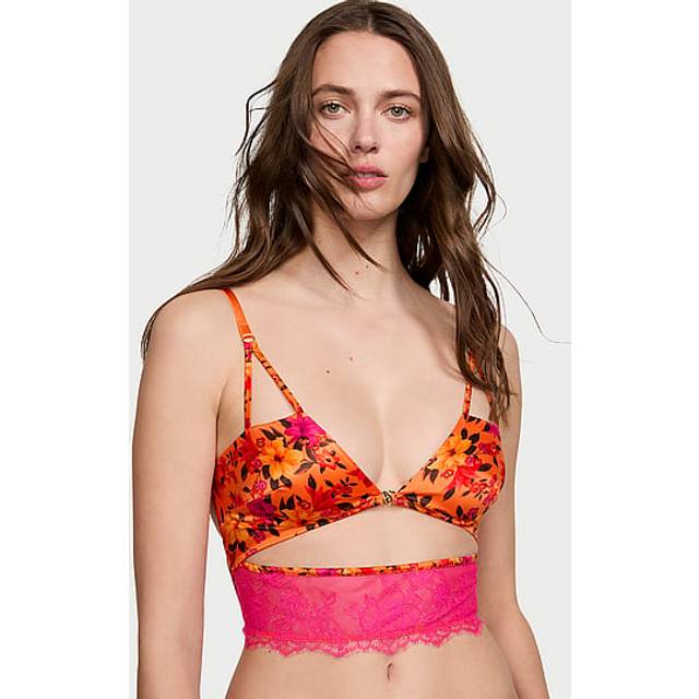 Victoria's Secret Sunset Orange Tropical Print Corset Bra Top - sunset orange tropical print