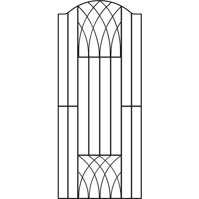 Rosalind Wheeler Guero Modern Bow Top Tall Metal Garden Gate 180cm High Black 88cm W X 180cm H