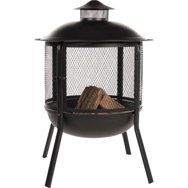 Braidan 69cm Round Steel Fire Pit Log Grate - Matte Black (98.5cm H X 69cm W)