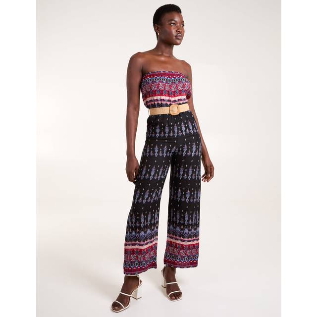 Blue Vanilla Womens Belted Bandeau Jumpsuit - Black - Size 8 UK