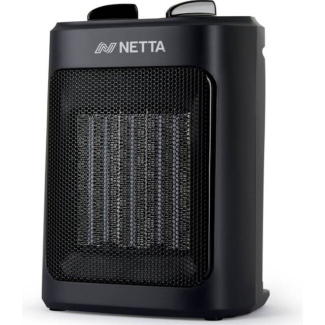 Netta Heater Ceramic Fan Heater 2000w - 3 Heat Settings & Thermostat With Tip Over & Overheat Protection, Portable And Compact Electric Space Heater - - Black (23.1cm H X 16.4cm W X 12.3cm D)