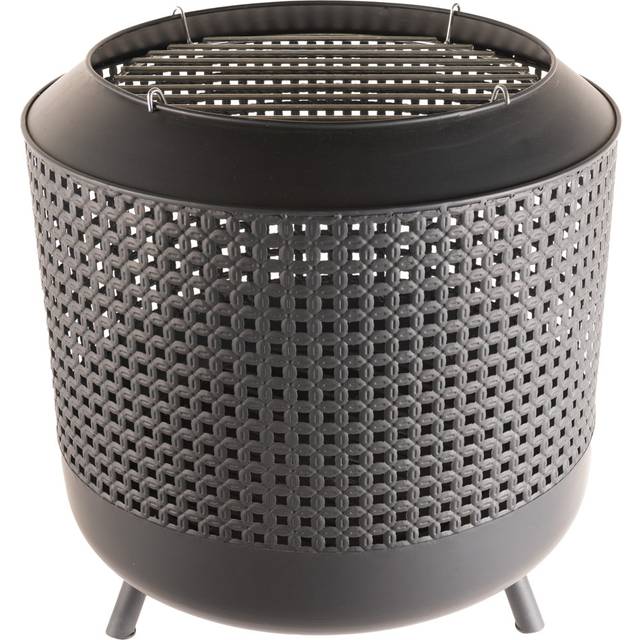 Biles 50cm Round Steel Fire Pit Log Grate - Matte Black (51cm H X 50cm W)