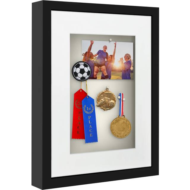 Americanflat 12x16 Shadow Box Frame with Polished Plexiglass - Use as 8x12 Frame with Mat or 12x16 Frame Without Mat - Silhouette Collection - Black w