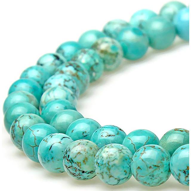 MJDCB Best Sellers Stone Beads Turquoise Round Loose Beads for Jewelry Making DIY Bracelet Necklace (6mm)