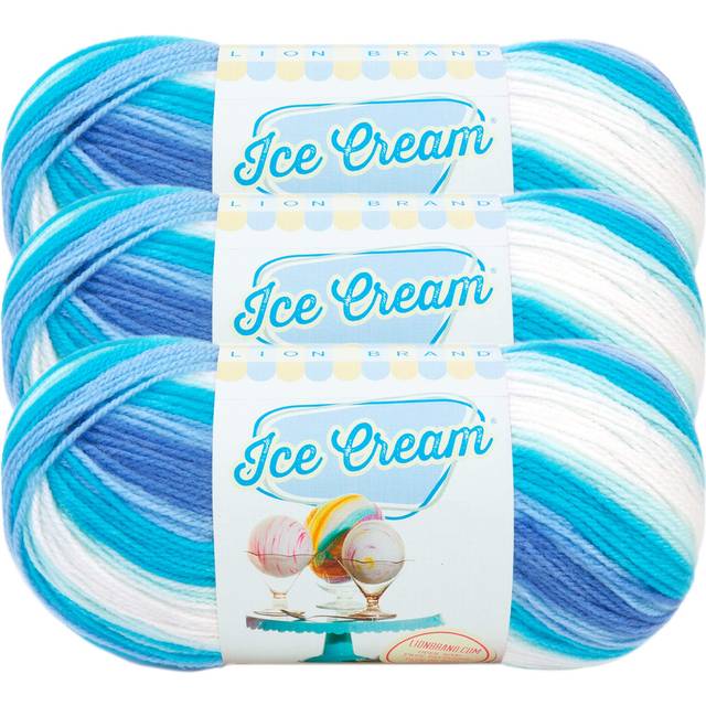 (3 Pack) Lion Brand Yarn Ice Cream Baby Yarn  Blue Moon
