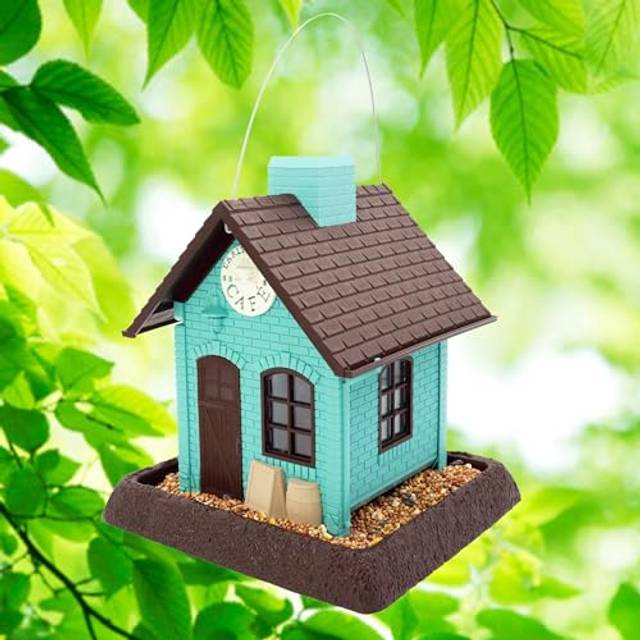 North States Village Collection Early Bird Cafe Bird Feeder Easy Fill Hanging or Pole Mount Bird Feeders for Outdoors Made i