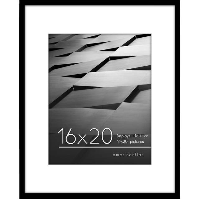 Americanflat 16x20 Poster Frame with Polished Plexiglass - Use as 11x14 Frame with Mat or 16x20 Frame Without Mat - Streamline Collection - Thin Pictu
