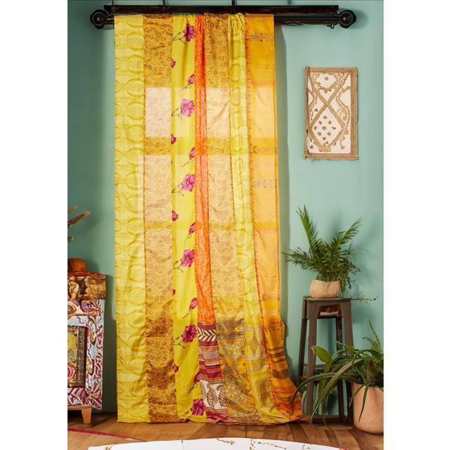 Anelis Polyester Blend Sheers & Voiles Rod Pocket Curtain Panel - Yellow (100cm W X 200cm H)