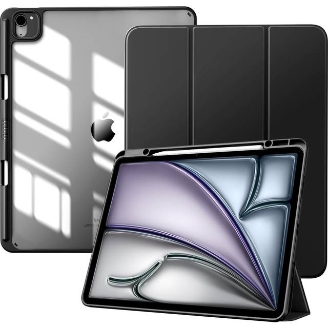 for New iPad Air 13 inch (M2) Case 2024 with Pencil Holder, Slim Stand Protective Cover with Clear Transparent Back Shell for iPad Air 13 inch, Auto