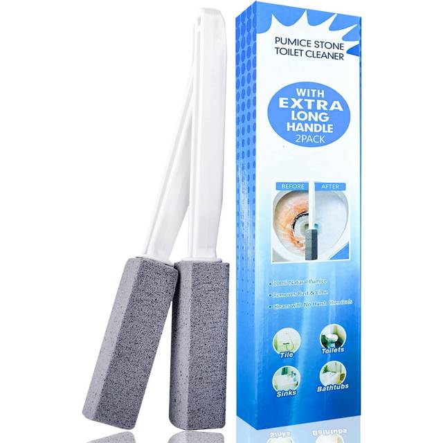 [2 Pack] Pumice Stone for Toilet Cleaning, Pumice Cleaning Stone Toilet Bowl with Extra Long Handle for Removing Toilet Bowl Ring, Pool,