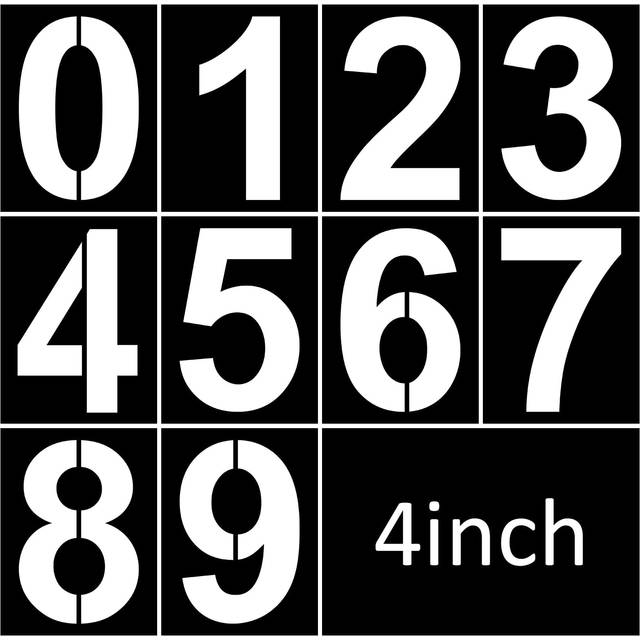 4 Inch Number Stencils Set Plastic Number Stencils Reusable Digital Templates for Cake Stencil Address Number Painting Stencils