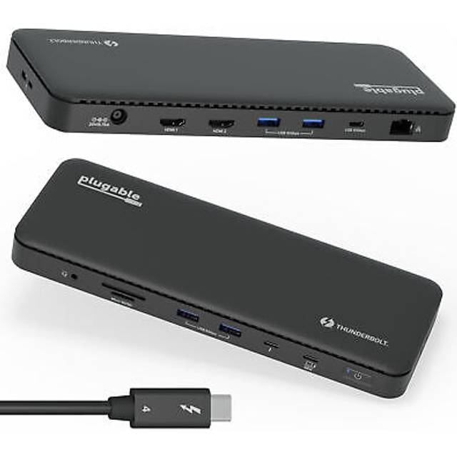 Plugable Technologies Thunderbolt 4 Dock with 100W Charging Thunderbolt Certified Laptop Docking Station Dual Monitor Single 8K or Dual 4K HDMI for Windows and Mac 4X USB Gigabit Ethernet (TBT4-UD5)