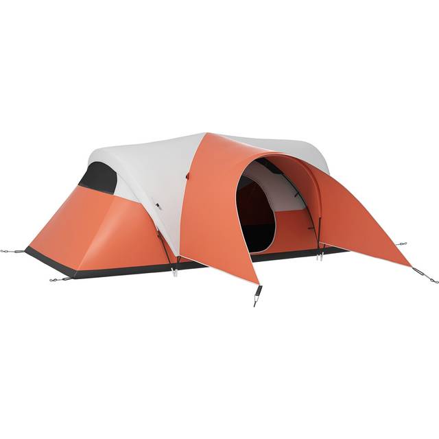 Outsunny 3000Mm Waterproof Camping Tent W/ Porch, Orange, Orange