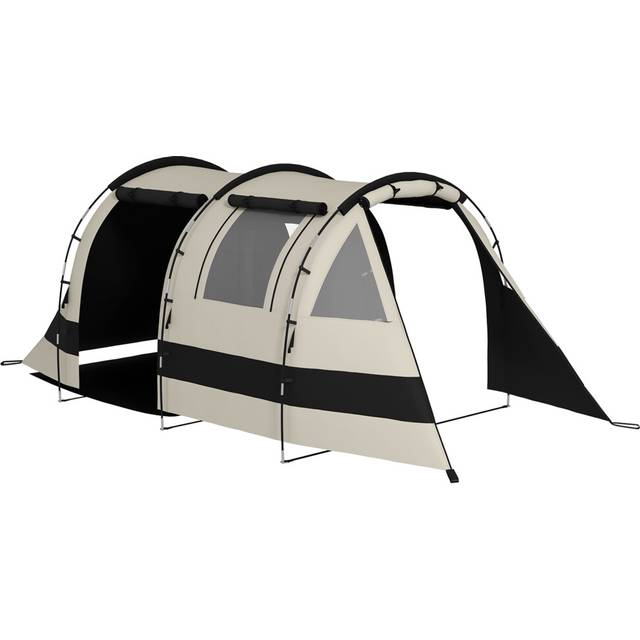 Outsunny Blackout Camping Tent With Bedroom, Khaki, Brown