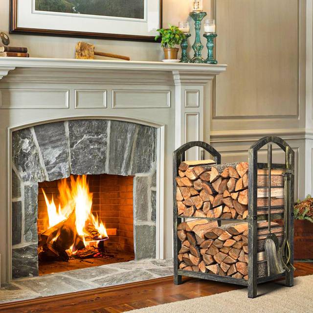 Borka Iron Fireplace Grate - Vintage Bronze