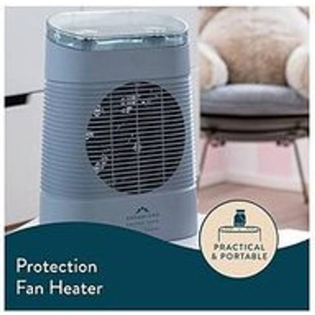 Dreamland Grey Silent Power Portable Protection Fan Heater - Blue - 38.8 x 17.1 x 28.5cm