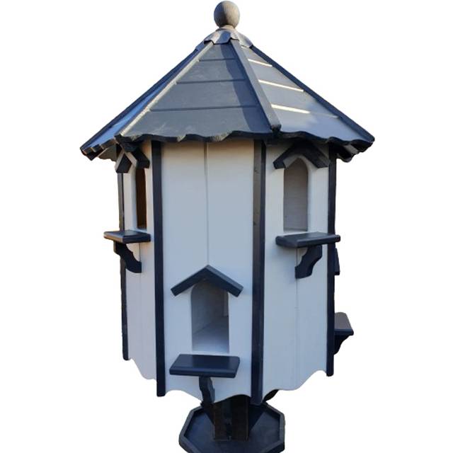 Clare 8 Pair Dovecote with Slate or Wood Roof, Traditional English Pole Mounted Birdhouse for Doves or Pigeons - L75 x W75 x H116 cm