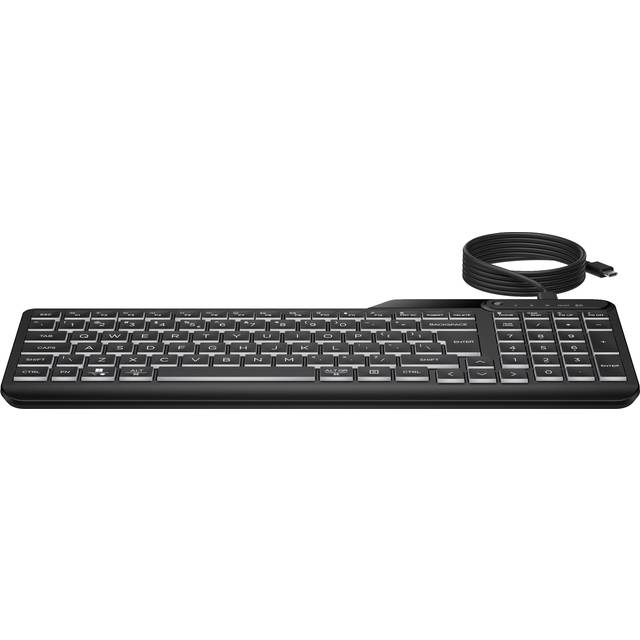 HP 405 - Tangentbord - flera enheter - 65% - compact - bakgrundsbelyst - USB - hela norden - svart