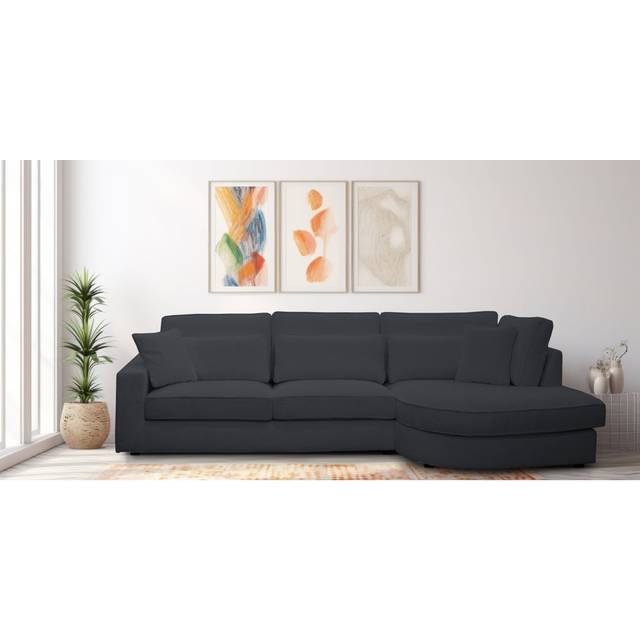 Bustamonte Upholstered Corner Sofa - Graphite polyester (95cm H X 342cm W X 173cm D)