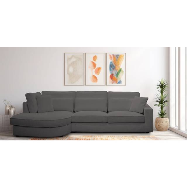 Bustamonte Upholstered Corner Sofa - Light grey polyester (95cm H X 342cm W X 173cm D)