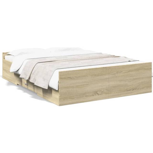 vidaXL Bed Frame with Drawers without Mattress Sonoma Oak 135x190 cm Double - Brown