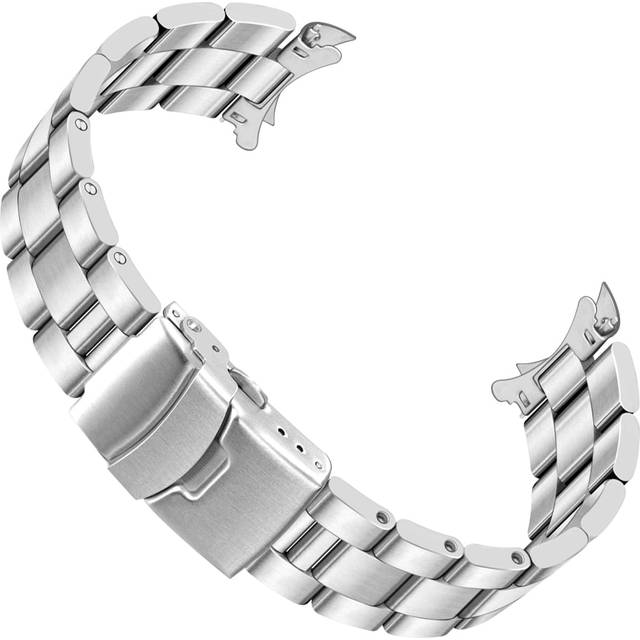 Juntan 22mm Silver Solid Stainless Steel Curved End Watch Band Double