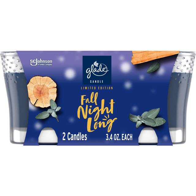 Glade Candle Jar  Air Freshener  Fall Night Long  34 oz  Limited Edition Scent  2 Count