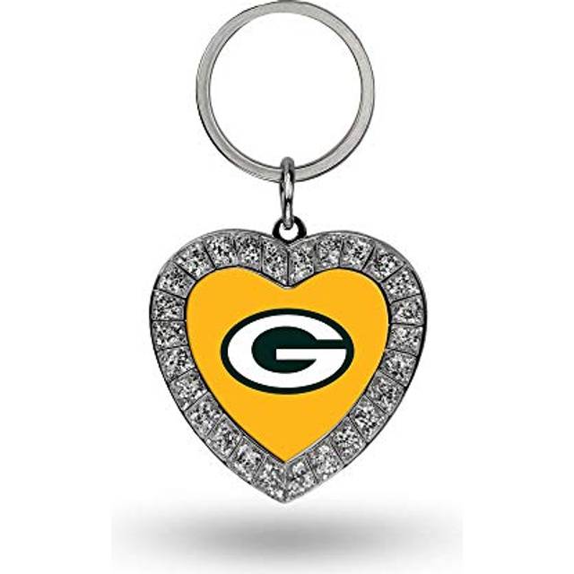 Rico Industries NFL Green Bay Packers Metal Rhinestone Heart Keychain