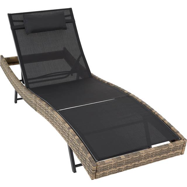 Tectake Sun Lounger Moana - Durable And UV-resistant, 6 Position Backrest, Grey
