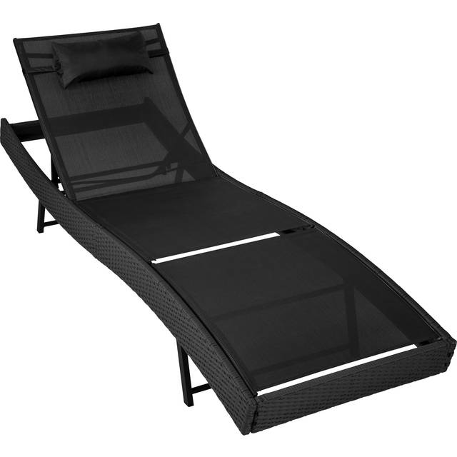 Tectake Sun Lounger Moana - Durable And UV-resistant, 6 Position Backrest, Black