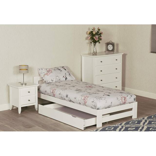 (Single, White) Wooden Xiamen Minimalist Bed Frame
