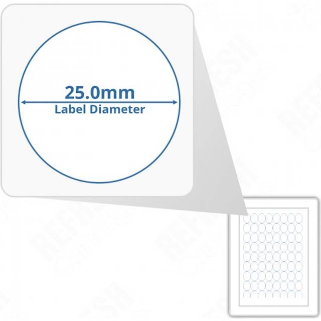 A4 Matte White 25mm Circular Self Adhesive Peel-Off Sticky Labels - 70 Per Page - Pack of 100 Sheets (GLC070 WTP)
