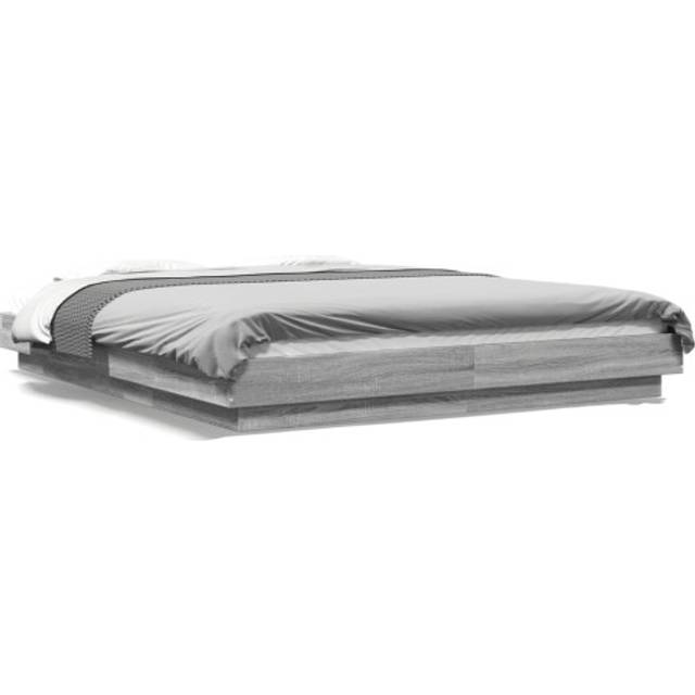 vidaXL Bed Frame with LED Lights without Mattress Grey Sonoma 150x200cm