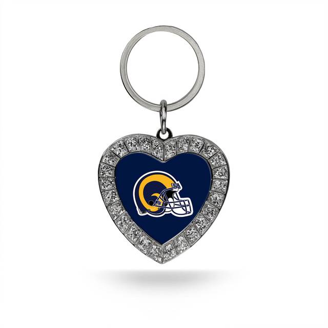 Rico Industries NFL Los Angeles Rams Bling Heart Key Chain Rhinestone Heart Keychain