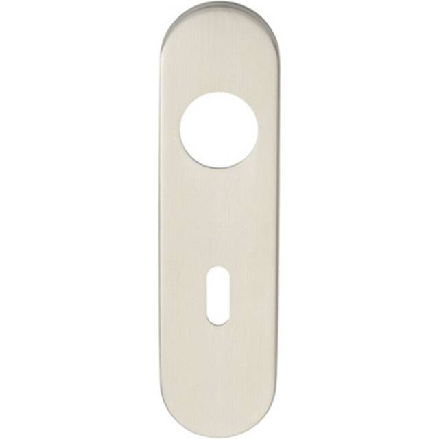 PAIR Radius Standard Lock Handle Key Plates 170 x 45 x 8mm Satin Steel