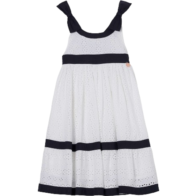 Girls White Broderie Dress | Angel & Rocket / 5 yrs - White/Navy