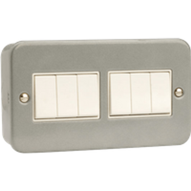Click Scolmore Essentials Metal Clad 6 Gang 2 Way 10A Plate Switch - CL105