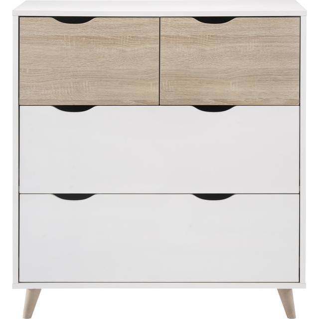 Stockholm Chevron 4-Door Chest - Sonoma Oak, Black Handles & Legs