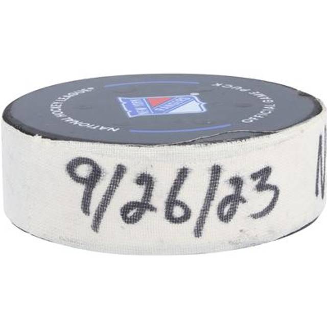 Tyler Pitlick New York Rangers Game-Used Goal Puck vs. New York Islanders on September 26, 2023