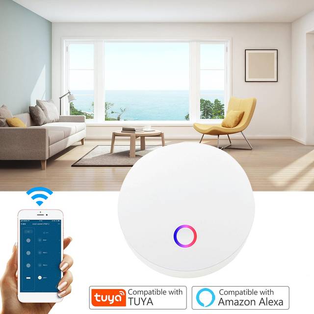 Wifi Gateway Smart Hub för Smart Termometer Hygrometer Kompatibel med Alexa Google Home Tuya Smart Hygrometer vit