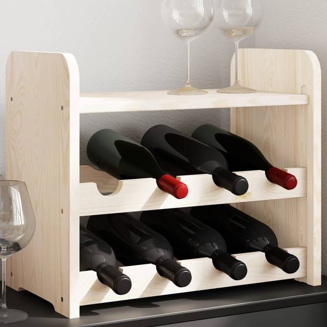 vidaXL Wine Rack with Top Board 43x25x37 cm Solid Wood Pine - Brown