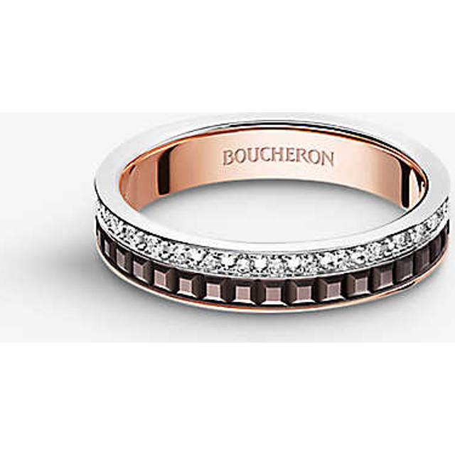Boucheron Womens Rose Gold Quatre Classique 18ct Rose-gold, White-gold and 0.21ct Diamond Wedding Band 48mm - ROSE GOLD