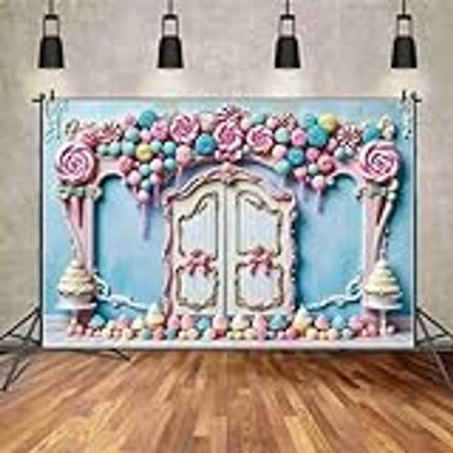 Bakgrund slott prinsessa födelsedag foto studio blå bakgrund vintage dörrdekoration godisbar Candyland skjutrekvisita 300 x 200 cm
