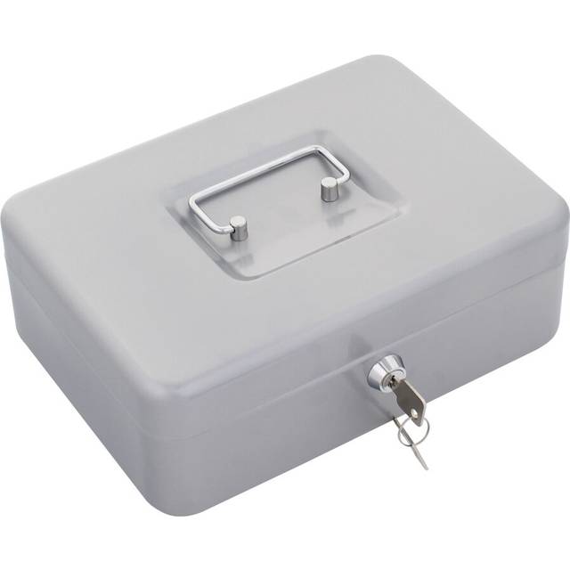 Tuscania Key Lock Cash Box - Silver (9cm H X 25cm W X 19cm D)