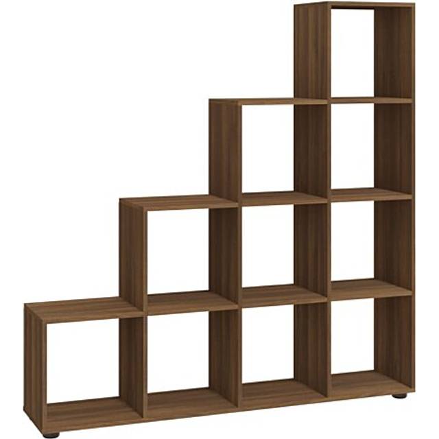 (Brown oak, 138 x 29 x 142 cm(L x W x H)) vidaXL Staircase Bookcase Book Shelf Storage Rack Bookshelf Engineered Wood